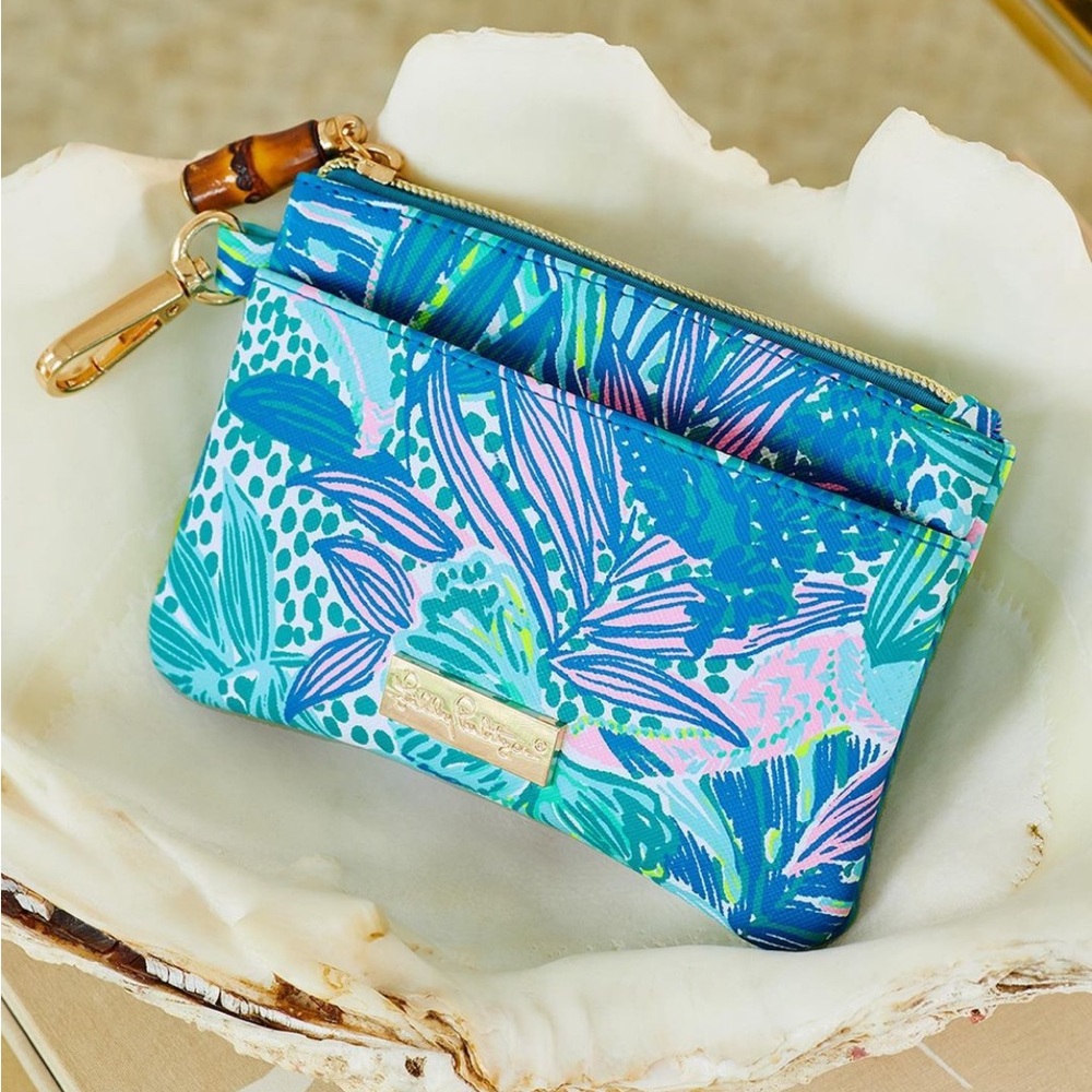 NEW  Lilly Pulitzer Zip Top Wallet BOTANICAL GREEN HOLIDAY IN THE SUN
